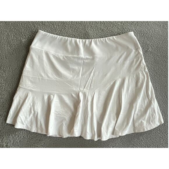 Ibkul Flounce Skort Large Zipper Pocket Pull On Flare White Golf Tennis Prep - Picture 1 of 11